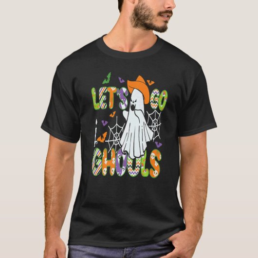 T-shirt Retro Groovy Let's Go Ghouls Ghost 70s Spooky Hall (Devant)