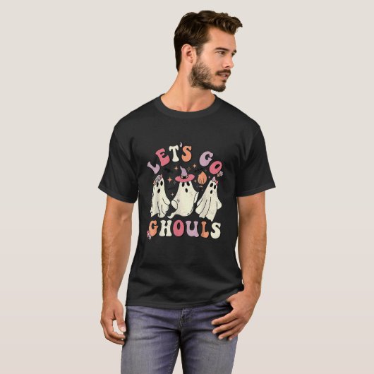 T-shirt Rétro Groovy Let's Go Ghouls Halloween Ghost Outfi (Devant entier)