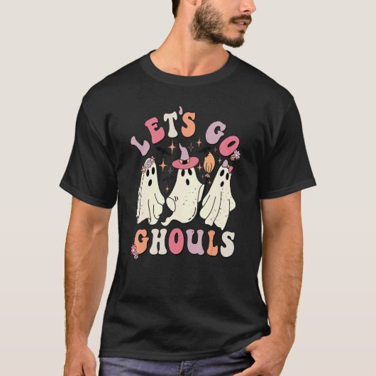 T-shirt Rétro Groovy Let's Go Ghouls Halloween Ghost Outfi (Devant)