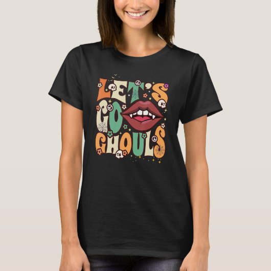 T-shirt Rétro Groovy Let's Go Ghouls Halloween Ghost Outfi (Devant)