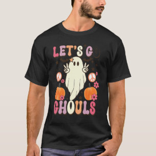 T-shirt Rétro Groovy Let's Go Ghouls Halloween Ghost Outfi