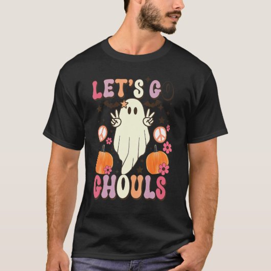 T-shirt Rétro Groovy Let's Go Ghouls Halloween Ghost Outfi (Devant)