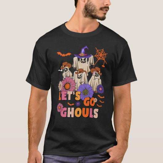 T-shirt Rétro Groovy Let's Go Ghouls Halloween Ghost Outfi (Devant)