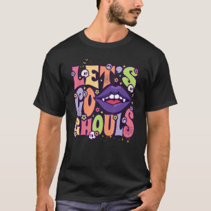 T-shirt Rétro Groovy Let's Go Ghouls Halloween Ghost Outfi