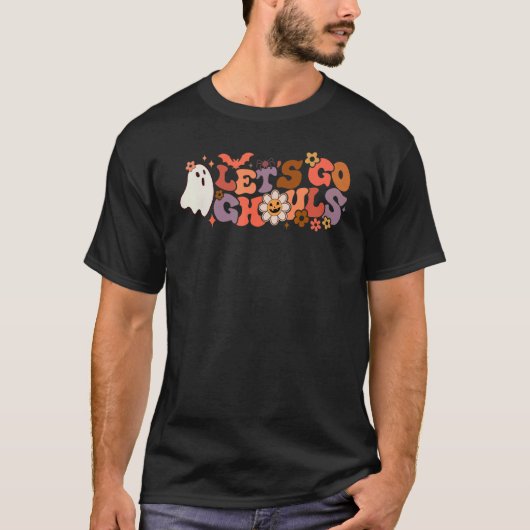 T-shirt Rétro Groovy Let's Go Ghouls Halloween Ghost Outfi (Devant)