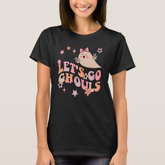 T-shirt Rétro Groovy Let's Go Ghouls Halloween Ghost Outfi (Devant)
