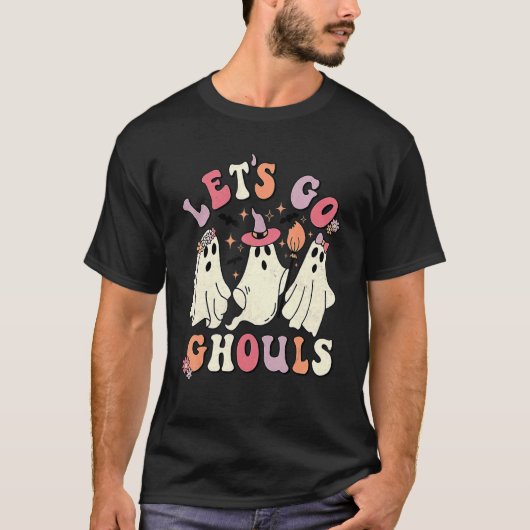 T-shirt Rétro Groovy Let's Go Ghouls Halloween Ghost Outfi