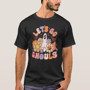 T-shirt Rétro Groovy Let's Go Ghouls Halloween Ghost Outfi