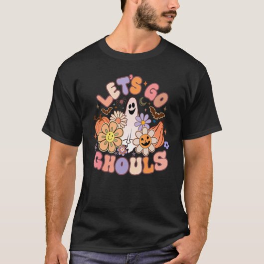 T-shirt Rétro Groovy Let's Go Ghouls Halloween Ghost Outfi (Devant)