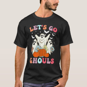 T-shirt Rétro Groovy Let's Go Ghouls Halloween Ghost Outfi