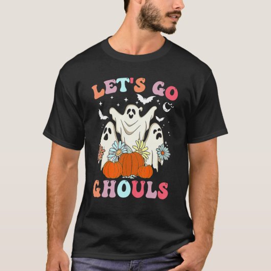 T-shirt Rétro Groovy Let's Go Ghouls Halloween Ghost Outfi (Devant)