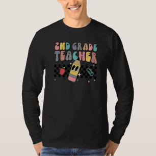 T-shirt Rétro Groovy Professeur de Deuxième Année Bon Prem