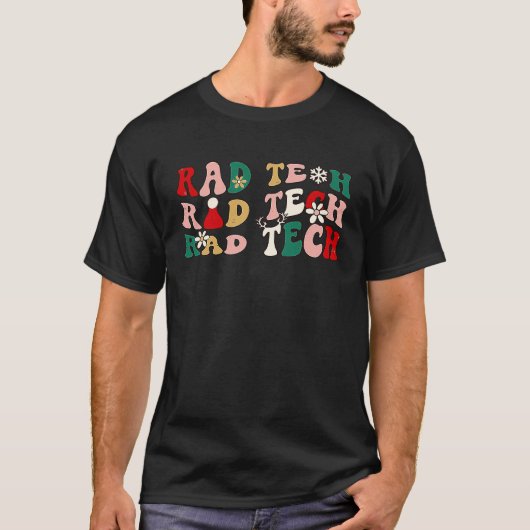 T-shirt Retro Groovy Rad Tech Radiologist Christmas Radio (Devant)