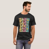 T-shirt Retro Groovy Teacher Inspirational Happy First Day (Devant entier)