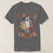 T-shirt Retro Groovy Tis The Season Pumpkin Ghost Hippie H (Design devant)