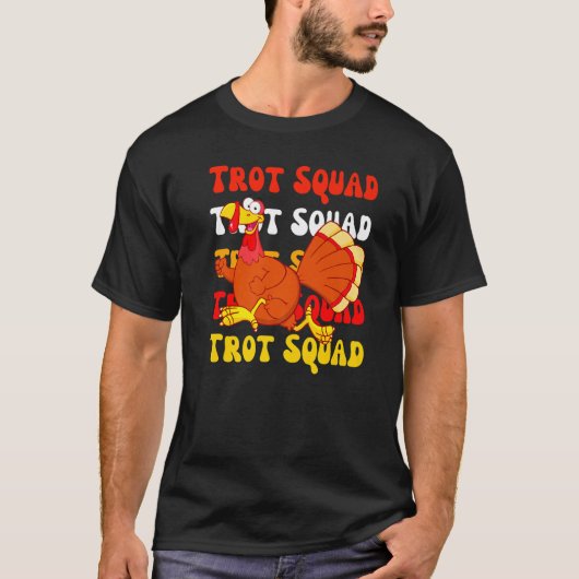 T-shirt Retro Groovy Turkey Trot Squad Thanksgiving Turkey (Devant)