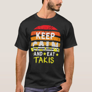 T-shirt Retro Grunge Gardez Le Calme Et Mangez Des Foodies