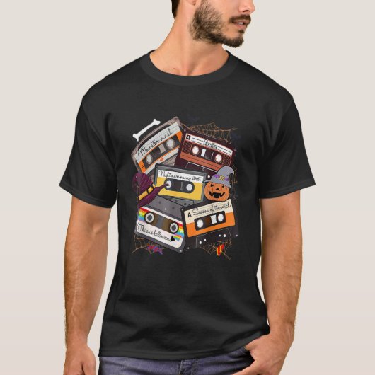 T-shirt Retro Halloween 90s Musique Cassette Tapes Casquet (Devant)