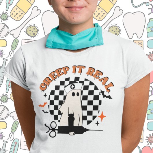 T-shirt Retro Halloween Creep it Real Nurse