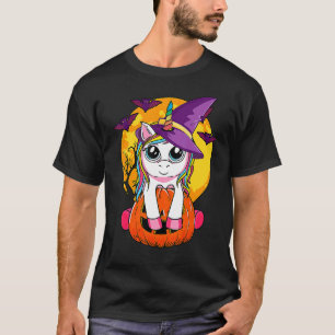 T-shirt Retro Halloween Cute Witchen Unicorn Girls
