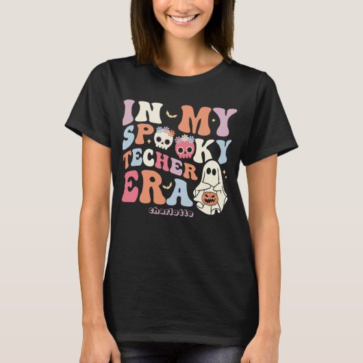 T-shirt Retro Halloween dans mon ère enseignante Éffrayant (Devant)