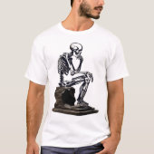 T-shirt Rétro Halloween "le penseur" squelette Chef-d'oeuv (Devant)