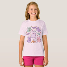 T-Shirt rétro Halloween pour enfants, rose effraya