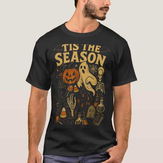 T-shirt Retro Halloween Tis' The Season (Devant)