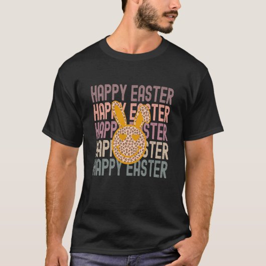T-shirt Retro Happy Easter Bunny Spring Easter Day Family  (Devant)