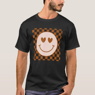 T-shirt Retro Happy Face À damiers Motif Smile Face Tre