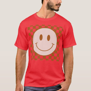 T-shirt Retro Happy Face À damiers Motif Smile Face Tre