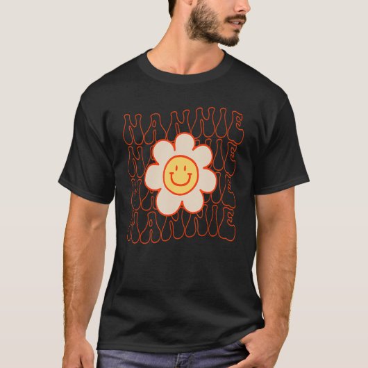 T-shirt Retro Happy Face Nannie Super Daisy Flower Smile (Devant)
