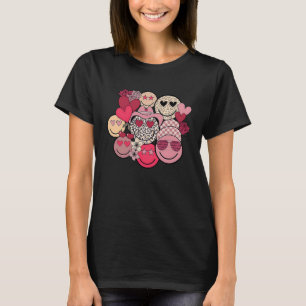 T-shirt Retro Happy Face Smile Trendy Hippe Heart Valentin