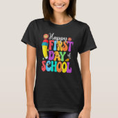 T-shirt Retro Happy First Day Of School Teacher Back To Sc (Devant)