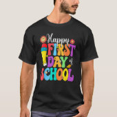 T-shirt Retro Happy First Day Of School Teacher Back To Sc (Devant)