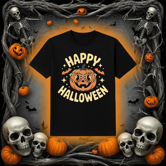 T-shirt Retro Happy Halloween Jack-O'-Lantern