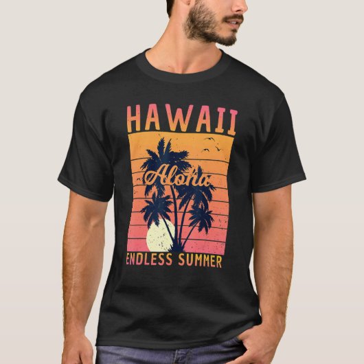 T-shirt Retro Hawaii Aloha Endless Summer Surfing F Été (Devant)