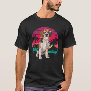 T-shirt Rétro Hawaiian Beagle Chien Tropical Palm Tree Sum
