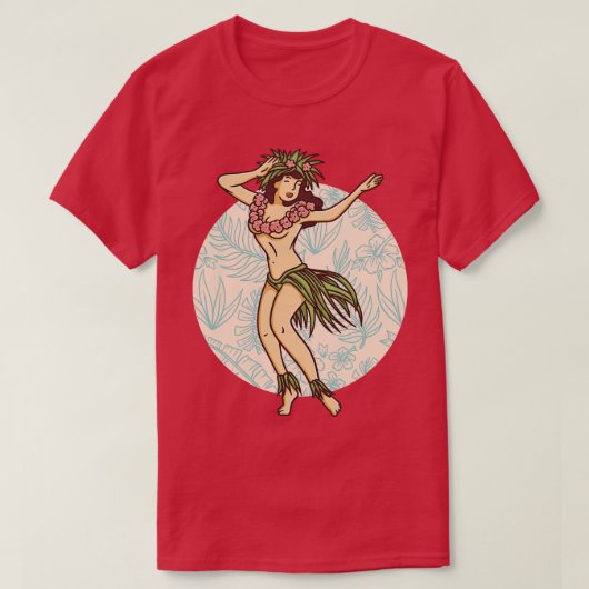 T-shirt Retro Hawaiian Hula Girl Dancer (Design devant)