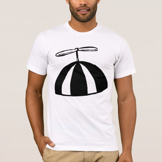 T-shirt Retro hélice Beanie Whimsical noir et blanc (Devant)