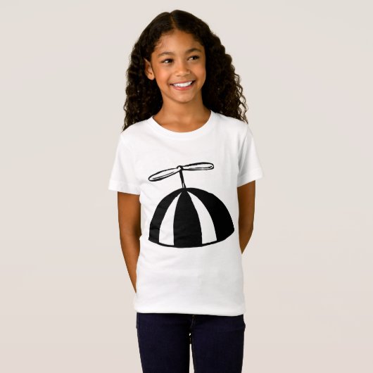 T-Shirt Retro hélice Beanie Whimsical noir et blanc (Devant entier)