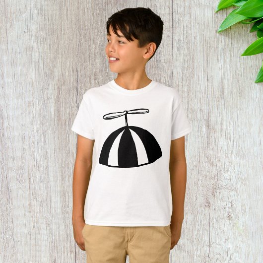 T-shirt Retro hélice Beanie Whimsical noir et blanc