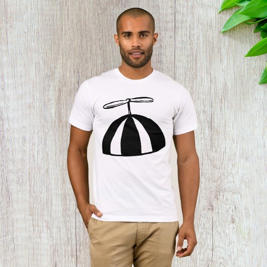 T-shirt Retro hélice Beanie Whimsical noir et blanc