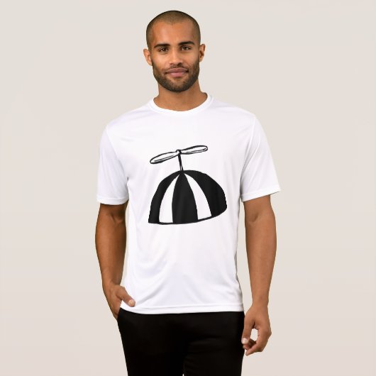 T-shirt Retro hélice Beanie Whimsical noir et blanc (Devant entier)