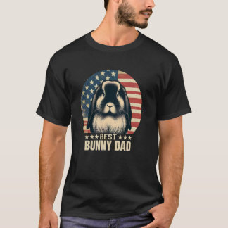 T-shirt Retro Holland Lop Best Bunny Papa Rabbit Juillet 4