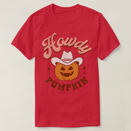 T-shirt Retro Howdy Citrouille Automne Automne Ouest Hallo (Design devant)