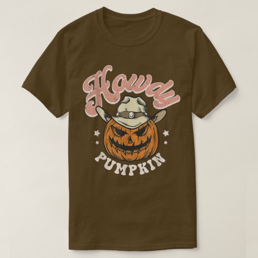 T-shirt Retro Howdy Citrouille Automne Automne Western Gho (Design devant)