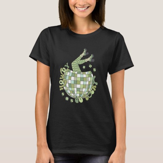 T-shirt Retro Howdy Go Lucky St Patricks Day Disco Ball Lu (Devant)