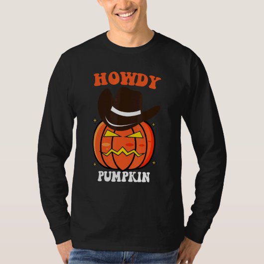 T-shirt Retro Howdy Pumpkin Fall Autumn Western Halloween (Devant)