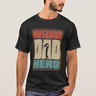 T-shirt Retro Husband Papa Hero